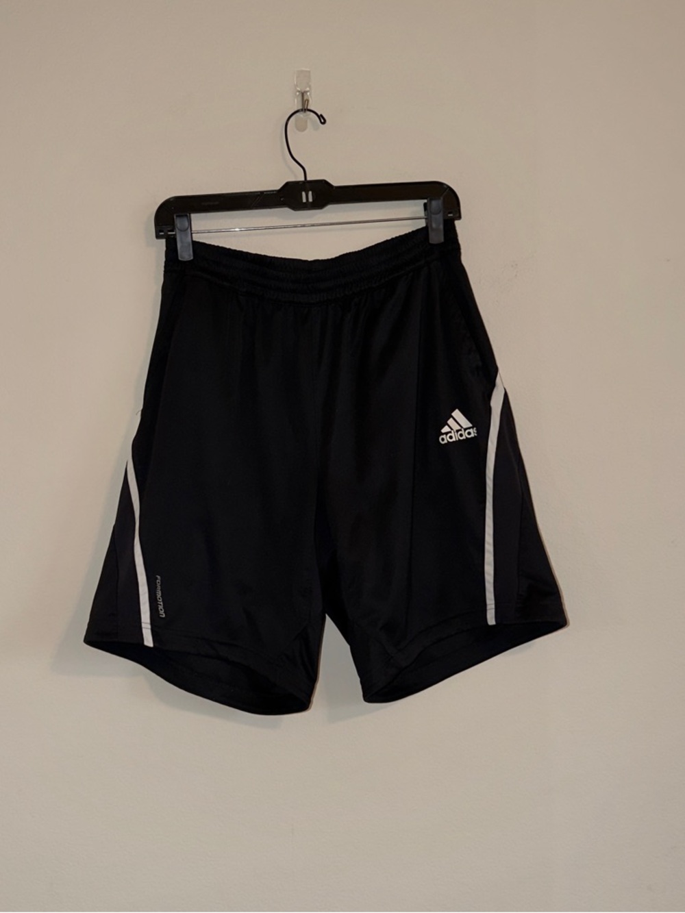 adidas Men’s Black Athletic Shorts with White Stripe Accents